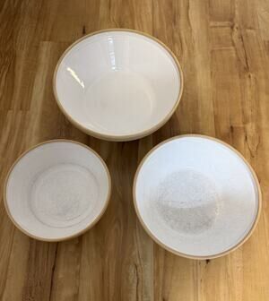 Over And Back Set Of 3 Large Heavy Ceramic Serving Bowls Made In Italy
